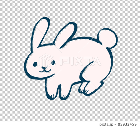 白黒手描きのスケッチ風うさぎイラストのイラスト素材 [96798398