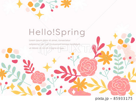 春の花のかわいい ピンクの手書き風背景 春の花のかわいい ピンクの手書き風背景 85933175