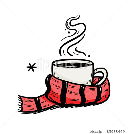 Hot winter drink cup with scarf. Hot winter drink cup with scarf. 85933469