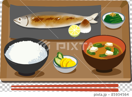 Grilled saury set meal 85934564