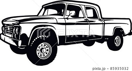 Classic Truck, Muscle car, Classic car, Stencil, Silhouette, Vector Clip Art - Truck 4x4 Off Road - Offroad car for tshirt and emblem 85935032