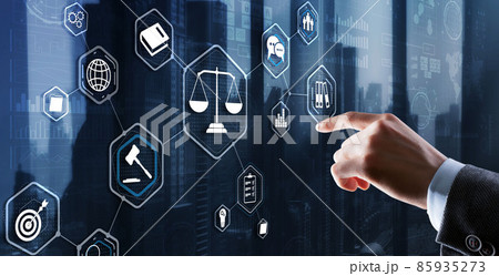 Law. Businessman on abstract blurred background using law protection right Law. Businessman on abstract blurred background using law protection right 85935273