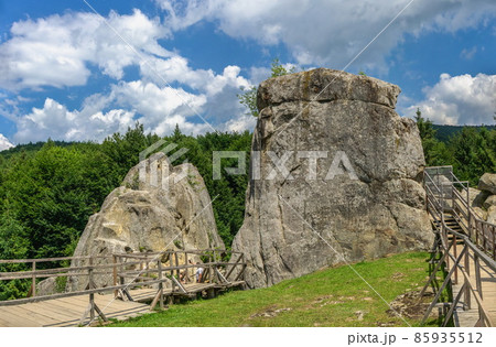 The rock complex of Tustan in Ukraine 85935512