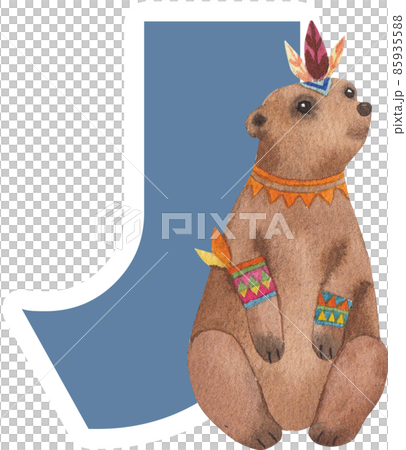 Funny tribal animals. Woodland baby animal, cute wild forest fox and jungle tribals zoo isolated cartoon watercolor character set 85935588