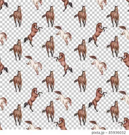 Jockey on horse. Black horse Jumping. Equestrian Events. Show Jumping Competition. Watercolor painting illustration pattern seamless 85936032