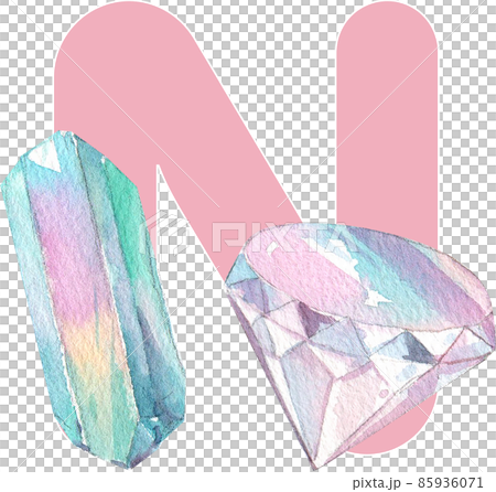 Alphabet A-Z isolated cute watercolor unicorn and stars clipart. Nursery unicorns illustration. Princess unicorns poster. Trendy pink cartoon horse. 85936071