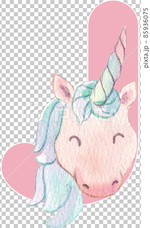 Alphabet A-Z isolated cute watercolor unicorn and stars clipart. Nursery unicorns illustration. Princess unicorns poster. Trendy pink cartoon horse. 85936075