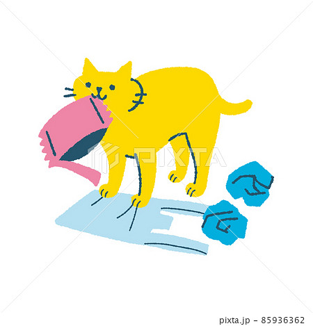 ゴミをくわえる猫 ゴミをくわえる猫 85936362