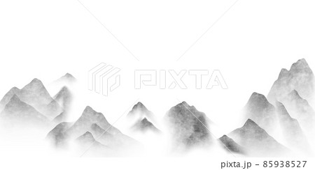 Vector illustration of a Chinese ink landscape painting on beautiful vintage paper in a modern design. 85938527
