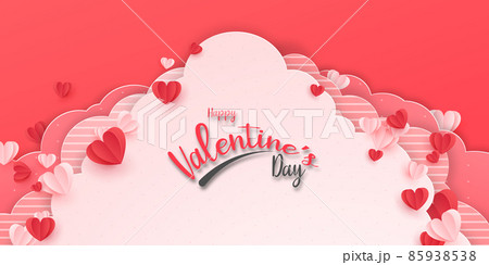 Valentine's Day Background Design With Heart Balloons And Clouds Paper Cut Style Love Festival Vector Illustration Valentine's Day Background Design With Heart Balloons And Clouds Paper Cut Style Love Festival Vector Illustration 85938538