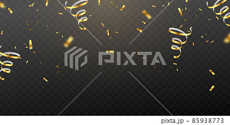 Vector image of golden confetti for a joyous party background Vector image of golden confetti for a joyous party background 85938773