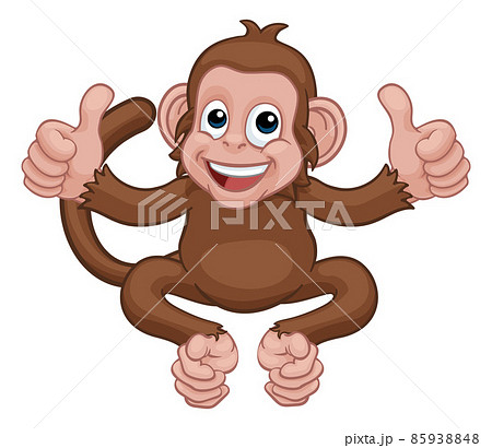 Monkey Cartoon Animal Giving Double Thumbs Up 85938848