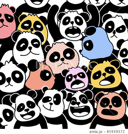 pattern with panda. Cute panda face. Doodle cartoon wallpaper. illustration. 85939372