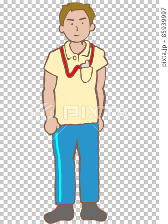 精神科職業治療師,男性 OT 站在馬球衫 精神科職業治療師,男性 OT 站在馬球衫 85939997