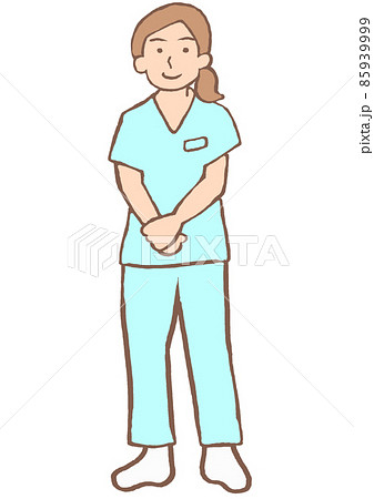 精神科看護師 手を前にそえる若い女性 茶髪のイラスト素材 精神科看護師 手を前にそえる若い女性 茶髪のイラスト素材