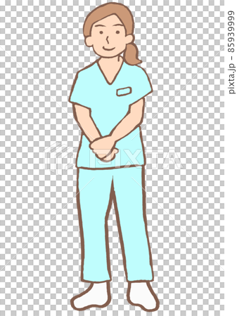 精神科護士,雙手放在前面,棕色頭髮的年輕女子 精神科護士,雙手放在前面,棕色頭髮的年輕女子 85939999