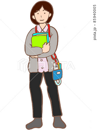 精神保健福祉士　資料を抱える若い女性　私服　黒髪 85940005