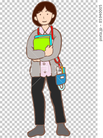 精神保健福祉士　資料を抱える若い女性　私服　黒髪 85940005