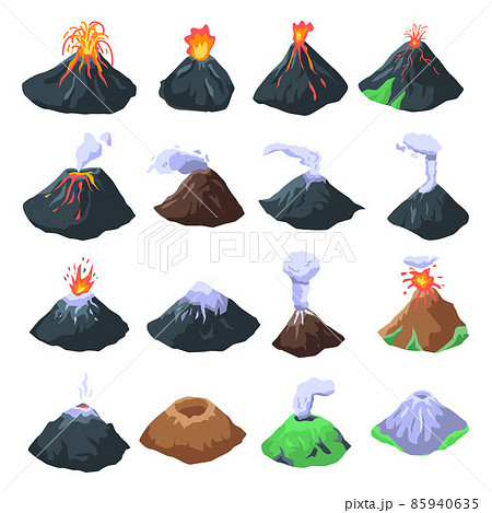 Volcano icons set, isometric style 85940635