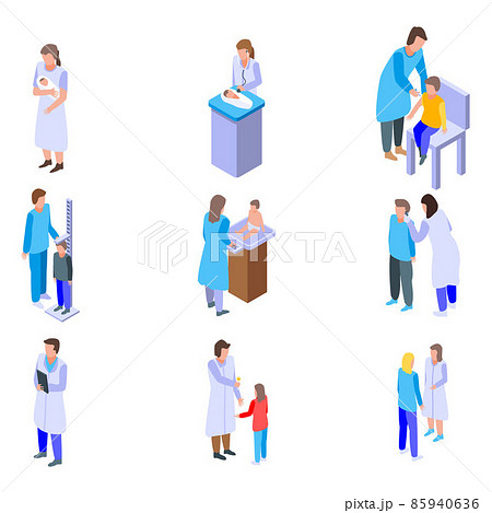 Pediatrician icons set, isometric style 85940636
