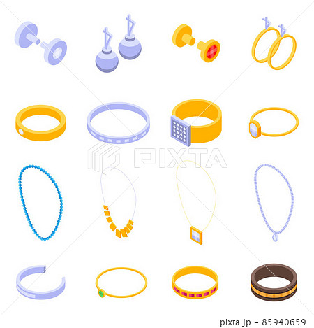 Jewellery icons set, isometric style Jewellery icons set, isometric style 85940659