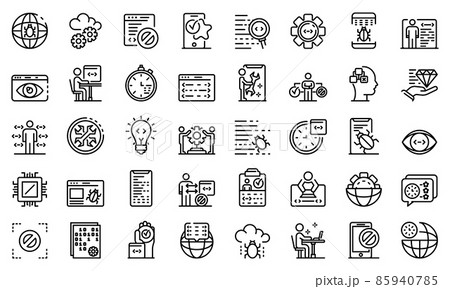 Testing software icons set, outline style 85940785