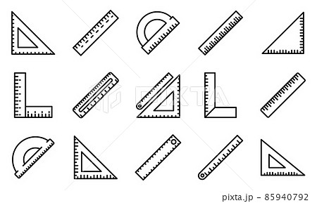 Ruler icons set, outline style 85940792