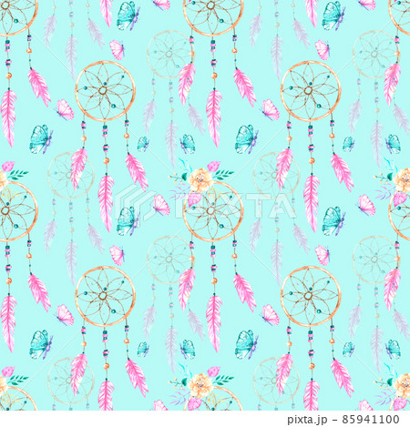 Watercolor pattern with dream catchers 85941100