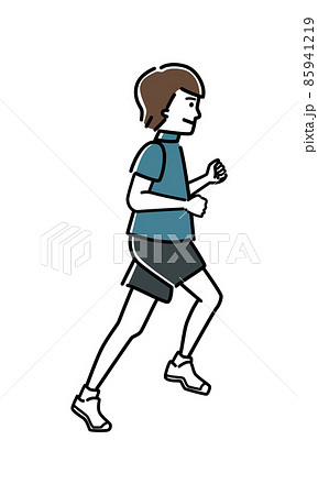 ジョギングをする男性のイラストのイラスト素材