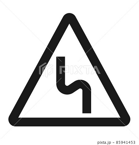 Dangerous double bend sign line icon, Traffic and road sign, vector graphics, a solid pattern on a white background, eps 10 Dangerous double bend sign line icon, Traffic and road sign, vector graphics, a solid pattern on a white background, eps 10 85941453