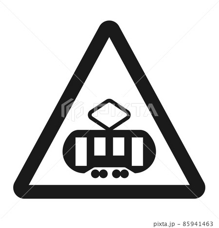 Crossing with a tram sign line icon, Traffic and road sign, vector graphics, a solid pattern on a white background, eps 10 85941463
