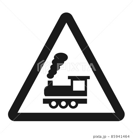 Railroad crossing without barrier sign line icon, Traffic and road sign, vector graphics, a solid pattern on a white background, eps 10 85941464