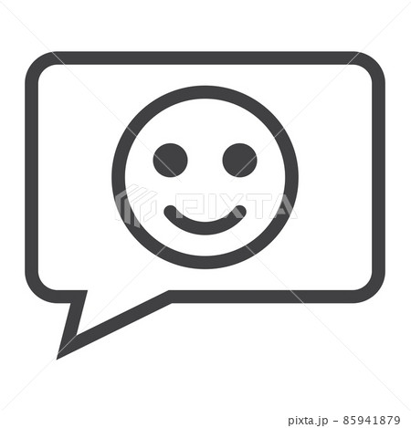 Comment with smile line icon, feedback and website button, vector graphics, a linear pattern on a white background, eps 10. Comment with smile line icon, feedback and website button, vector graphics, a linear pattern on a white background, eps 10. 85941879