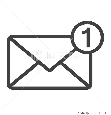 New message line icon, email and website button, vector graphics, a linear pattern on a white background, eps 10. New message line icon, email and website button, vector graphics, a linear pattern on a white background, eps 10. 85942219