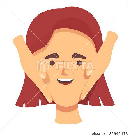 Girl face massage icon cartoon vector. Skin beauty 85942458