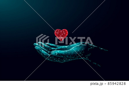 Fundraising giving heart symbol money hand. Charity volunteer giving donate social project. Finance funding dark low poly illustration Fundraising giving heart symbol money hand. Charity volunteer giving donate social project. Finance funding dark low poly illustration 85942828