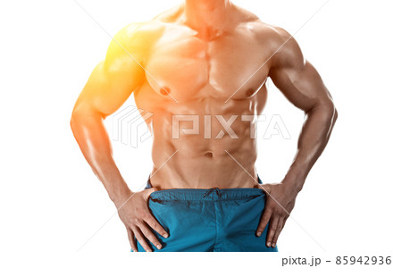 Image of muscle man posing in studio Image of muscle man posing in studio 85942936