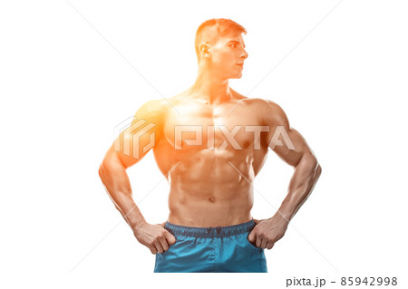 Image of muscle man posing in studio Image of muscle man posing in studio 85942998