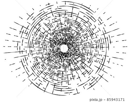 Abstract monochrome psychedelic square background with circular swirl, helix or vortex. Backdrop with round optical illusion or radial twist. Modern illustration in black and white colors. 85943171