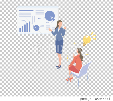 可以通過易於理解的演示來理解的女性等距插圖 85943451