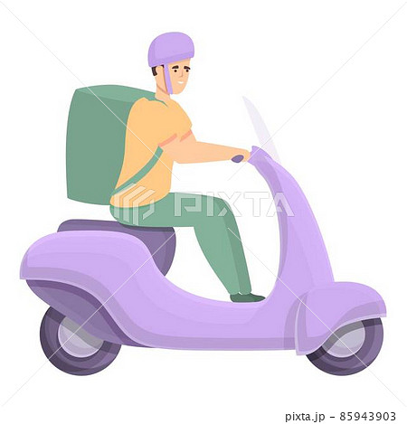Courier cap icon cartoon vector. Scooter delivery 85943903