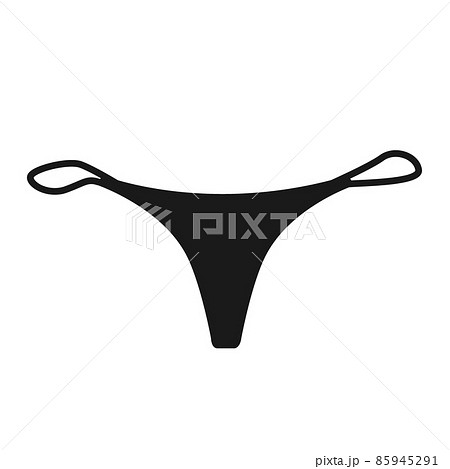 String Thong Brief Panty in black color. Panties lingerie underwear shapes icon, vector isolated illustration 85945291