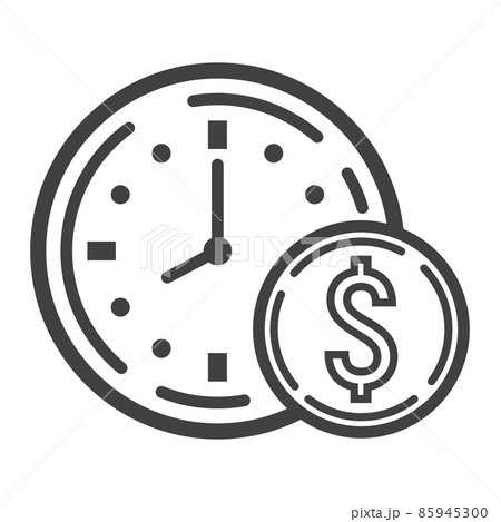 Time Is Money line icon, business and finance, coin sign vector graphics, a linear pattern on a white background, eps 10. 85945300