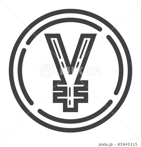 Yen coin line icon, business and finance, money sign vector graphics, a linear pattern on a white background, eps 10. 85945315