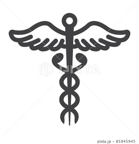 Caduceus line icon, medicine and healthcare, pharmacy sign vector graphics, a linear pattern on a white background, eps 10. 85945945