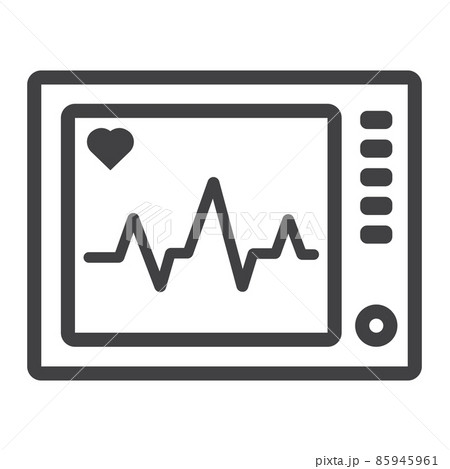 Ecg Machine line icon, medicine and healthcare, heartbeat sign vector graphics, a linear pattern on a white background, eps 10. 85945961