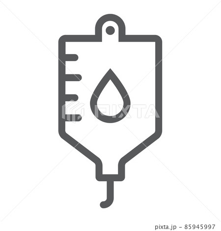 Blood bag line icon, hospital and medicine, iv bag sign, vector graphics, a linear pattern on a white background, eps 10. Blood bag line icon, hospital and medicine, iv bag sign, vector graphics, a linear pattern on a white background, eps 10. 85945997