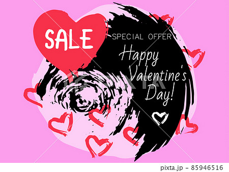 Postcard, flyer, banner. Sale for the day of lovers. Happy Valentine's Day. Pink background 85946516