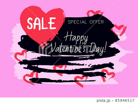 Postcard, flyer, banner. Sale for the day of lovers. Happy Valentine's Day. Pink background 85946517