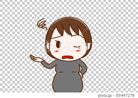 （上身前）失望失望的孕婦閉上一隻眼睛說諷刺 85947276